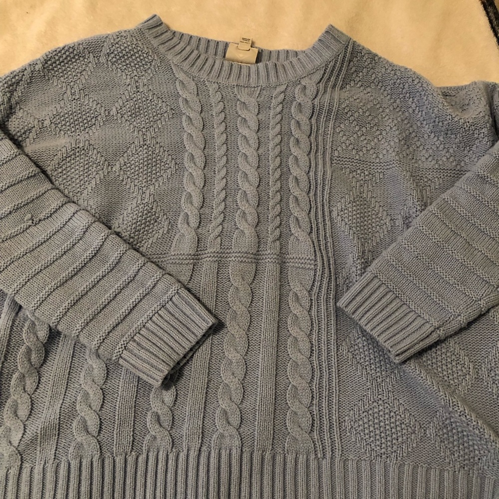 Women's Baby Blue Cable Knit Sweater